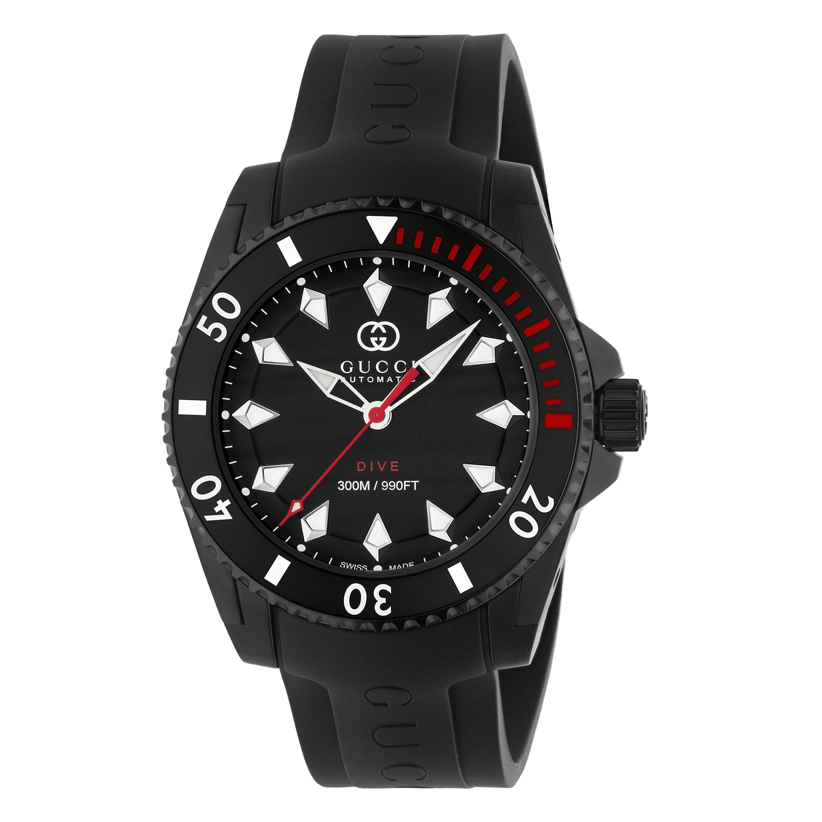 Gucci Dive Watch 40mm Ceramic Bezel on Black Rubber Strap Watch YA136361