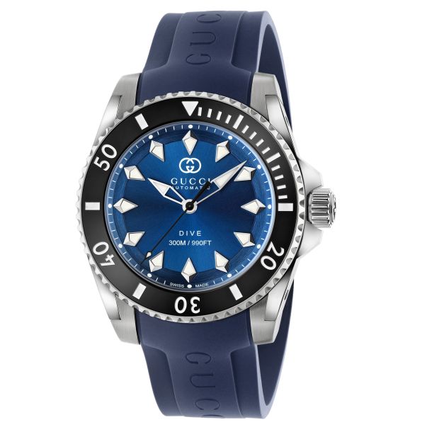 Gucci Dive Automatic Blue Dial Rubber Strap Watch 40mm - YA136359