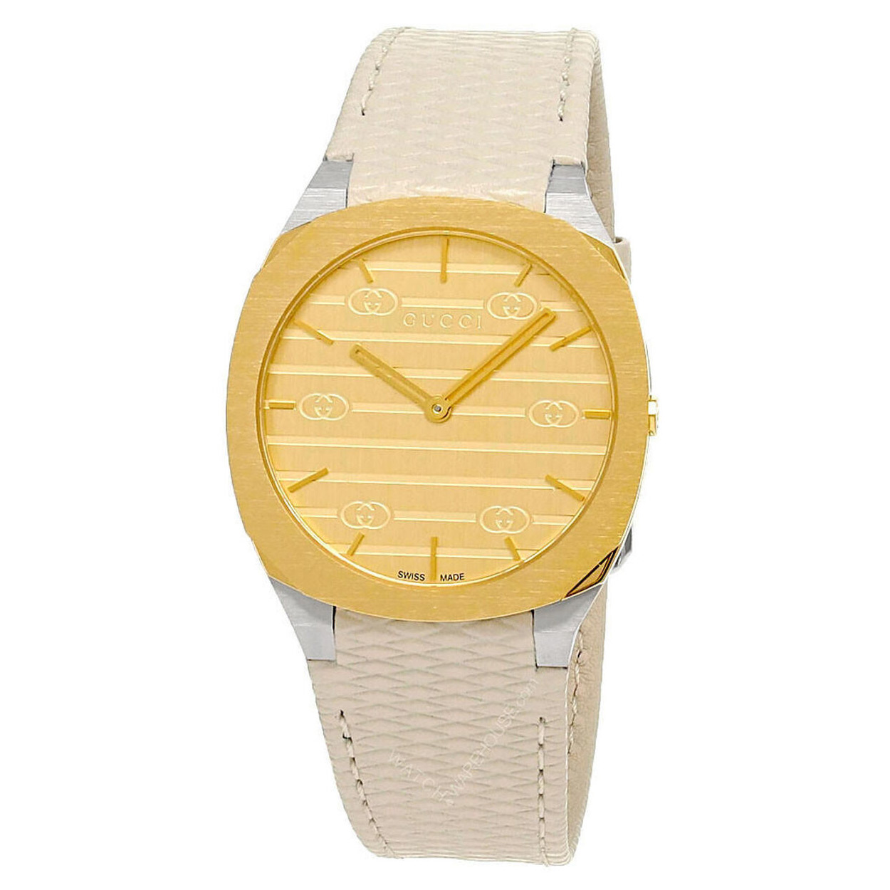 GUCCI 25H watch, 34mm in white leather - YA163416