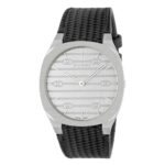 GUCCI 25H watch, 38mm in black leather-YA163419